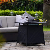 Firepit LP Gas Fireplace 28" Square Table 50,000BTU Fire Pit, Best Firetable, Black