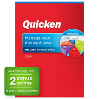Quicken Deluxe 2019 Personal Finance & Budgeting Software [PC/Mac Disc] 1-Year Subscription + 2 Bonus Months [Amazon Exclusive]