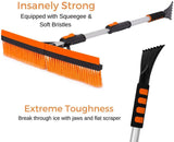 46" Extendable Snow Brush with Squeegee & Ice Scraper - Foam Grip - T-Shape Auto Snow Brush
