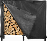 Firewood Rack Cover, 4 Feet 600D Heavy Duty Waterproof Patio Log Rack Outdoor Cover, Black