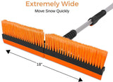 46" Extendable Snow Brush with Squeegee & Ice Scraper - Foam Grip - T-Shape Auto Snow Brush