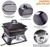 Gas Fire Pit, 18.7 Inch 50,000 BTU Auto-Ignition Portable Propane Fire Pit with Cover