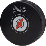 Jack Hughes New Jersey Devils Autographed Hockey Puck - Fanatics Authentic Certified - Autographed NHL Pucks