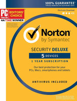 Symantec Norton Security Deluxe – 5 Devices – 1 Year Subscription [PC/Mac/Mobile Key Card]