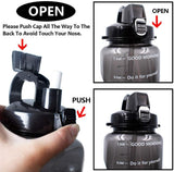 Gallon Sport Water Bottle with Drinking Straw and Motivational Time Marker, black