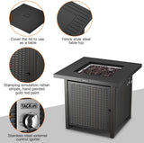 Propane Fire Pit Table, 28 inch 50,000 BTU Auto-Ignition Outdoor Gas Fire Pit Table
