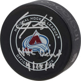 Cale Makar Colorado Avalanche Autographed 2019 Stanley Cup Playoff Model Official Game Puck with"NHL Debut 4/15/19" Inscription - Fanatics Authentic