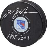 Mark Messier New York Rangers Autographed Hockey Puck with"HOF 2007" Inscription - Fanatics Authentic Certified
