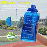Large Leakproof BPA Free Fitness Sports Water Bottle with Motivational Time Marker & Straw