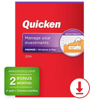 Quicken Premier 2019 Personal Finance & Investment Software [PC/Mac Download] 1-Year Subscription + 2 Bonus Months [Amazon Exclusive]