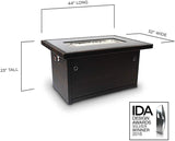 Series 401 Brown 44-Inch Outdoor Propane Gas Fire Pit Table, Black