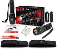 LED Tactical Flashlight S1000 [2 PACK] - High Lumen, Zoomable, 5 Modes