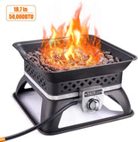 Gas Fire Pit, 18.7 Inch 50,000 BTU Auto-Ignition Portable Propane Fire Pit with Cover