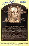Jeff Bagwell Signed Autographed Hall of Fame Plaque Yellow Postcard TRISTAR COA