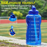 Large Leakproof BPA Free Fitness Sports Water Bottle with Motivational Time Marker & Straw