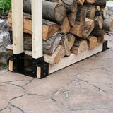 Outdoor Firewood Log Rack Bracket Kit, Fireplace Wood Storage Holder - Adjustable to Any Length