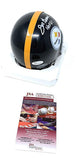 Joe Greene Pittsburgh Steelers Signed Autograph Throwback Mini Helmet HOF Inscribed JSA Witnessed Certified