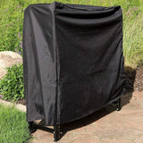 4-Foot Firewood Log Rack with Cover Combo, Outdoor Wood Storage Holder, Black