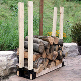 Outdoor Firewood Log Rack Bracket Kit, Fireplace Wood Storage Holder - Adjustable to Any Length