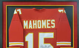 Patrick Mahomes Kansas City Chiefs Autograph Signed Custom Framed Jersey RED Suede Matted JSA Witnessed Certified