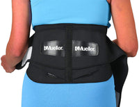 Mueller 255 Lumbar Support Back Brace with Removable Pad, Black, Regular(Package May Vary)