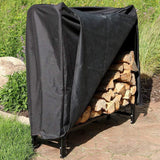 4-Foot Firewood Log Rack with Cover Combo, Outdoor Wood Storage Holder, Black