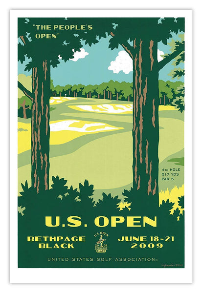 Signed 2009 U.S. Open Bethpage Black Poster by Lee Wybranski