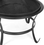22in Steel Outdoor BBQ Grill Fire Pit Bowl w/Screen Cover, Log Grate, Poker for Camping, Bonfire