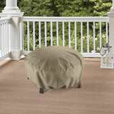 Outdoor Fire Pit Cover, Round Fire Bowl Cover, Kettle Ottoman Cover, Neutral Taupe