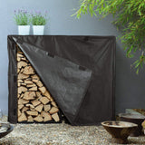 Firewood Rack Cover, 4 Feet 600D Heavy Duty Waterproof Patio Log Rack Outdoor Cover, Black