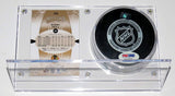 Bobby Hull Signed Chicago Blackhawks NHL Puck and Stanley Cup Inscription & Display Case & Card - PSA DNA COA Authenticated