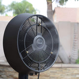Outdoor Misting Fan Oscillating Pedestal Fan with Three Gentle Mist Nozzles, AF-520B, Black