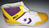 Magic Johnson Lakers Signed White/Yellow/Purple Converse Weapon Shoe BAS