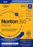 NEW Norton 360 Deluxe – Antivirus software for 5 Devices with Auto Renewal - Includes VPN, PC Cloud Backup & Dark Web [PC/Mac/Mobile Key Card]