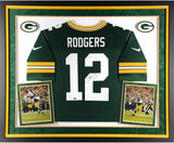 Aaron Rodgers Green Bay Packers Deluxe Framed Autographed Nike Green Elite Jersey - Fanatics Authentic Certified