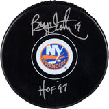 Bryan Trottier New York Islanders Autographed Hockey Puck with"HOF 97" Inscription - Fanatics Authentic Certified
