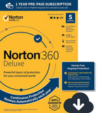NEW Norton 360 Deluxe – Antivirus software for 5 Devices with Auto Renewal - Includes VPN, PC Cloud Backup & Dark Web [PC/Mac/Mobile Download]