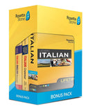 Learn Italian: Rosetta Stone Bonus Pack Bundle (Lifetime Online Access + Grammar Guide and Dictionary Book Set)