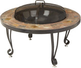 AmazonBasics 34-Inch Natural Stone Fire Pit with Copper Accents
