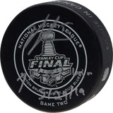 Jordan Binnington St. Louis Blues Autographed 2019 Stanley Cup Final Game 2 Official Game Puck with"1st SCF Win 5/29/19" Inscription -  Authentic