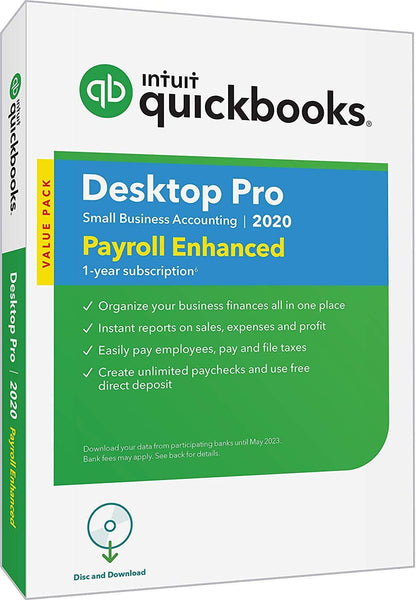QuickBooks Desktop Pro with Enhanced Payroll 2020 Accounting Software for Small Business with Amazon Exclusive Shortcut Guide [PC Disc]