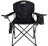 Coleman Portable Camping Quad Chair with 4-Can Cooler, black