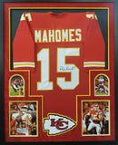 Patrick Mahomes Kansas City Chiefs Autograph Signed Custom Framed Jersey RED Suede Matted JSA Witnessed Certified