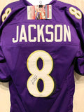Lamar Jackson Baltimore Ravens Signed Autograph Purple Custom Jersey JSA Witnessed Certified
