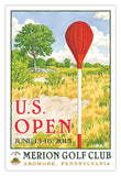 Signed 2013 U.S. Open Merion Mini-Poster by Lee Wybranski