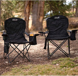 Coleman Portable Camping Quad Chair with 4-Can Cooler, black
