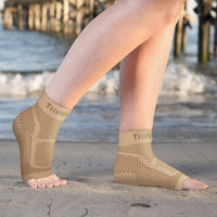Ankle Brace Compression Sleeve - Relieves Achilles Tendonitis, Joint Pain. Beige