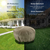 Outdoor Fire Pit Cover, Round Fire Bowl Cover, Kettle Ottoman Cover, Neutral Taupe