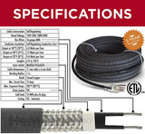 Heat Tape Pro for Ice Dam Prevention Heavy Duty - Self-Regulating - Plug-in Ready Heat Cable