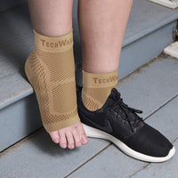 Ankle Brace Compression Sleeve - Relieves Achilles Tendonitis, Joint Pain. Beige